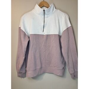 PINK ROSE Juniors Quarter Zip Color Block Pullover
